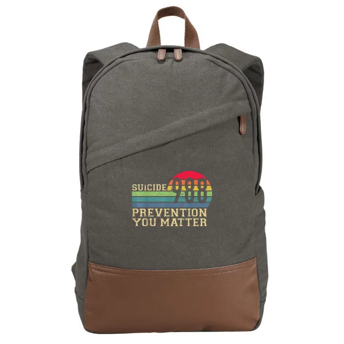 988 Suicide Prevention Awareness Mental Health Cotton Canvas Backpack