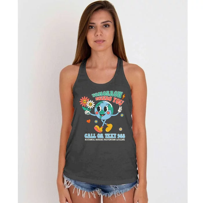 988 Suicide Prevention Stay Tomorrow Needs You Mental Health Women's Knotted Racerback Tank