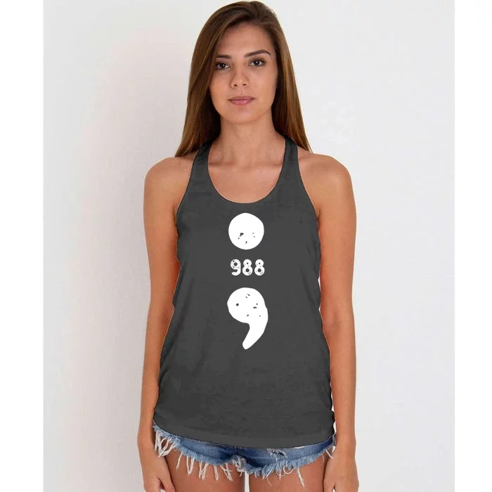 988 Suicide Prevention 988 Comma Women's Knotted Racerback Tank