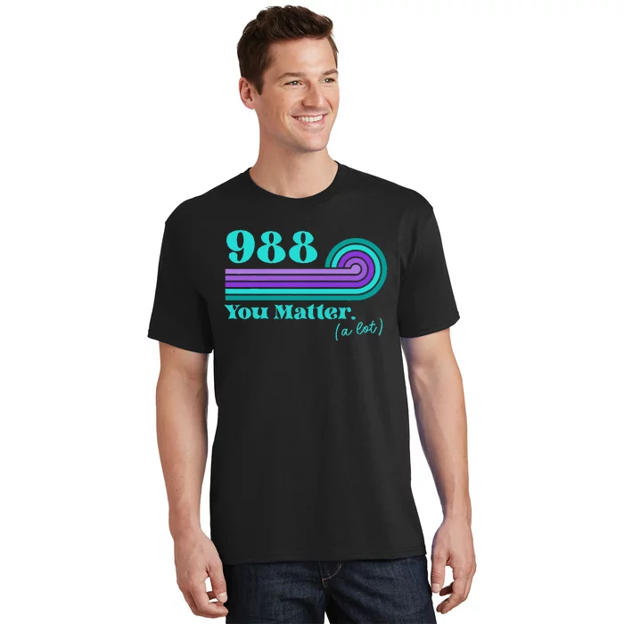 988 Suicide Prevention Mental Health Awareness Retro Teal T-Shirt