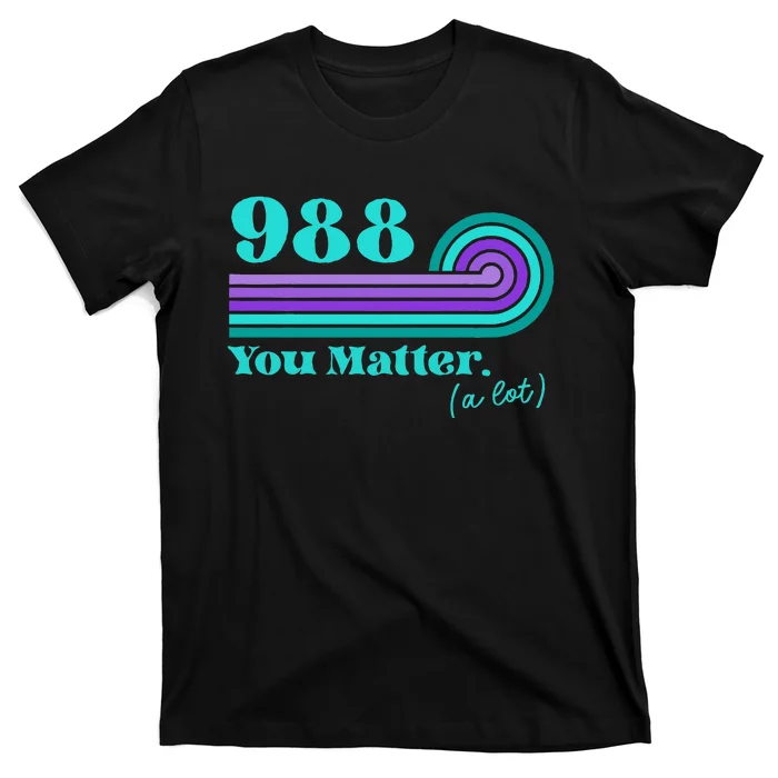 988 Suicide Prevention Mental Health Awareness Retro Teal T-Shirt