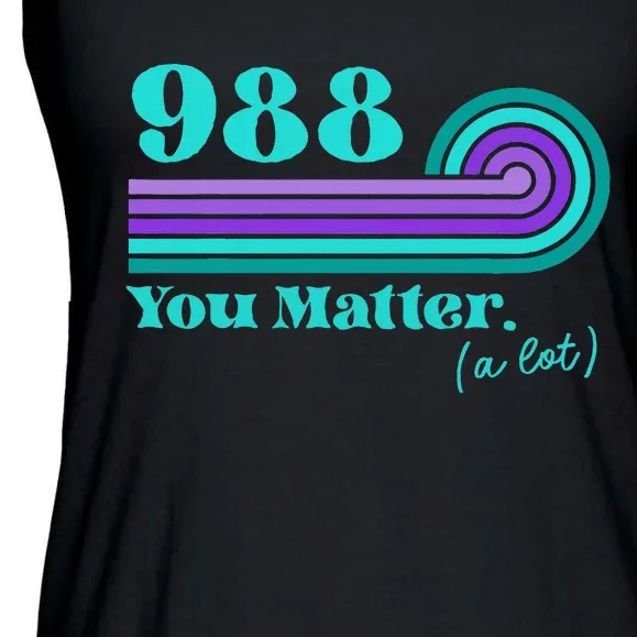 988 Suicide Prevention Mental Health Awareness Retro Teal Ladies Essential Flowy Tank