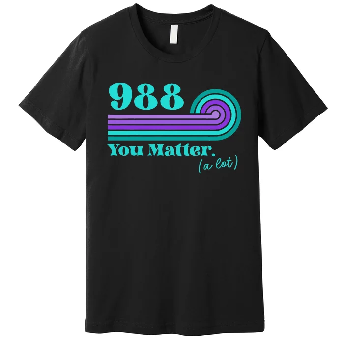 988 Suicide Prevention Mental Health Awareness Retro Teal Premium T-Shirt