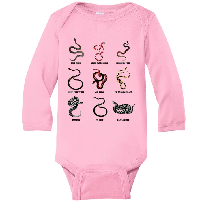 9 Snakes Snake Lover Men Snake Snake Baby Long Sleeve Bodysuit