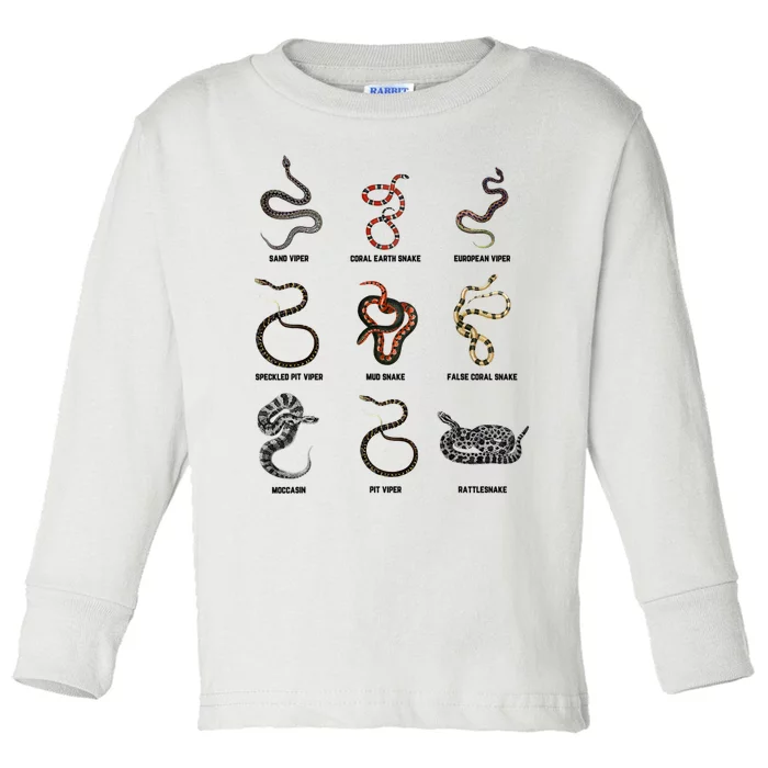 9 Snakes Snake Lover Snake Snake Toddler Long Sleeve Shirt