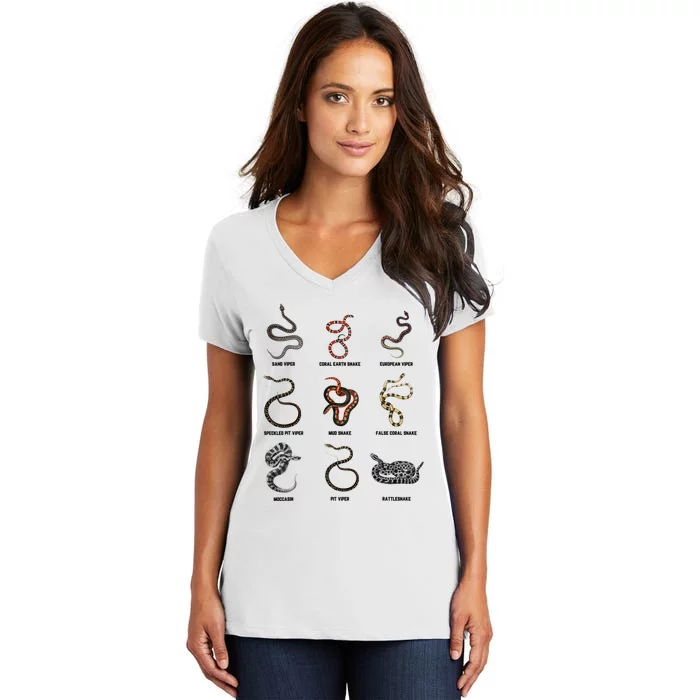 9 Snakes Snake Lover Snake Snake Women's V-Neck T-Shirt