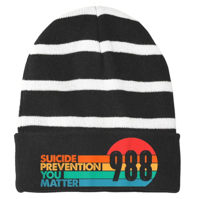 988 Shirt Suicide Prevention Lifeline 988 Awareness 988 Striped Beanie with Solid Band