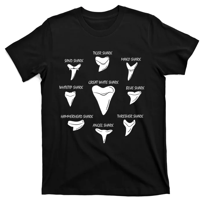 9 Types Of Sharks Teeth Species Biology Life Tooth Collector T-Shirt