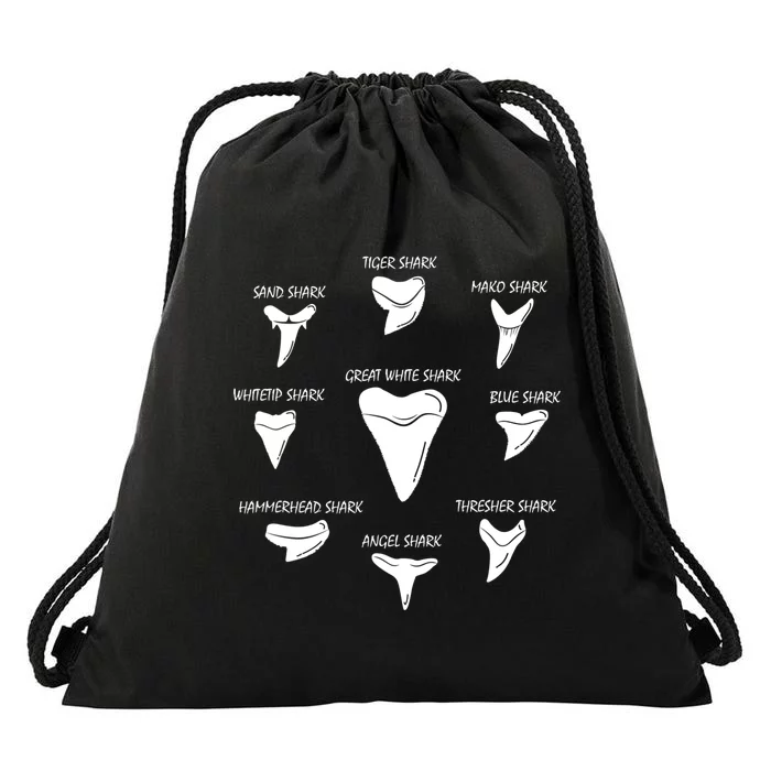 9 Types Of Sharks Teeth Species Biology Life Tooth Collector Drawstring Bag