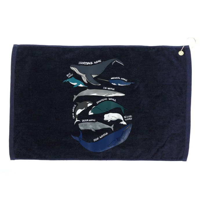 9 Types Of Whales Shirt Whale Breeds Species Whale Grommeted Golf Towel