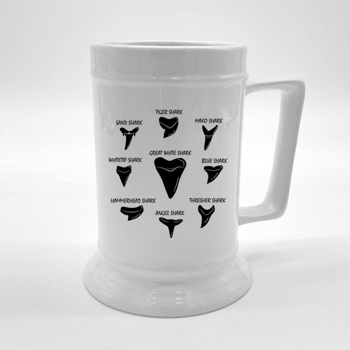 9 Types Of Sharks Teeth Species Biology Life Tooth Collector Gift Front & Back Beer Stein