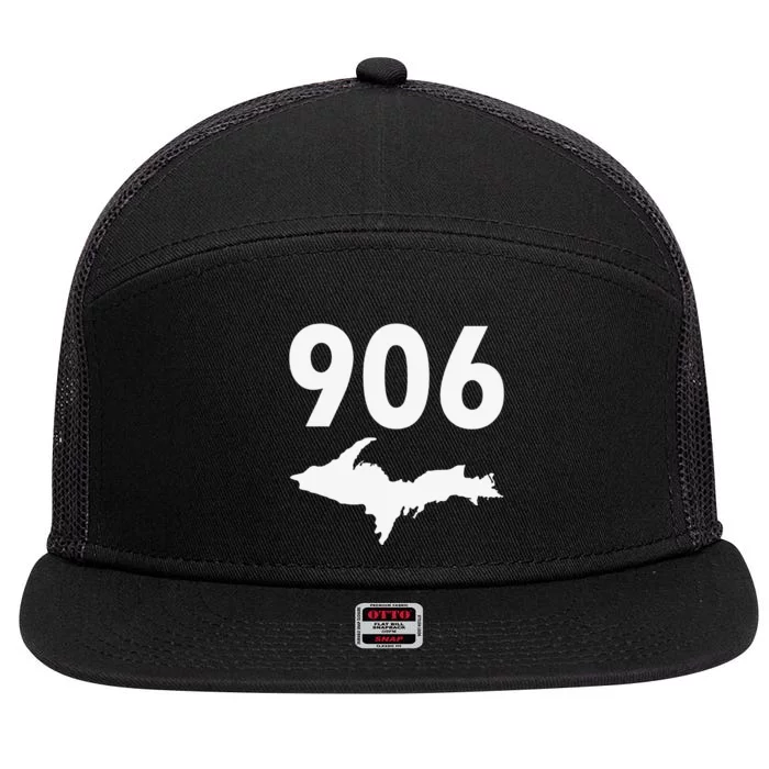 906 Upper Peninsula Yooper Upper Michigan 7 Panel Mesh Trucker Snapback Hat