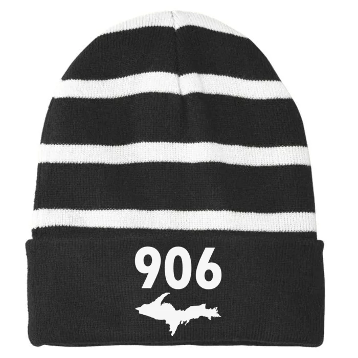 906 Upper Peninsula Yooper Upper Michigan Striped Beanie with Solid Band