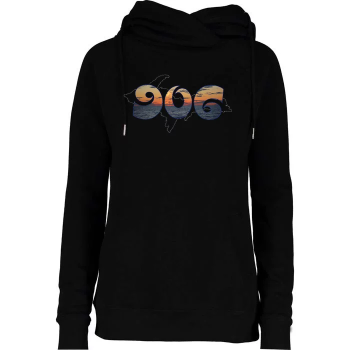 906 Upper Peninsula Of Michigan Sunset Womens Funnel Neck Pullover Hood