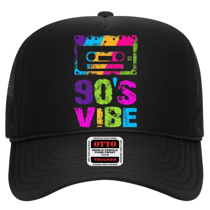 90s Vibe 1990s Music Lover Nineties Costume Party High Crown Mesh Trucker Hat