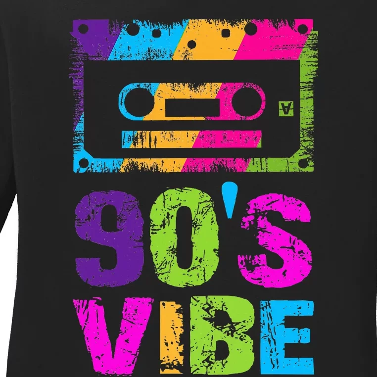 90s Vibe 1990s Music Lover Nineties Costume Party Ladies Long Sleeve Shirt