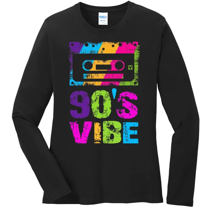 90s Vibe 1990s Music Lover Nineties Costume Party Ladies Long Sleeve Shirt