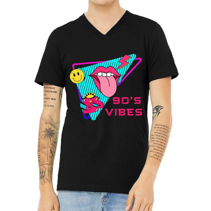 90's Vibes 1990s Fashion 90s Theme Outfit Nineties Party V-Neck T-Shirt