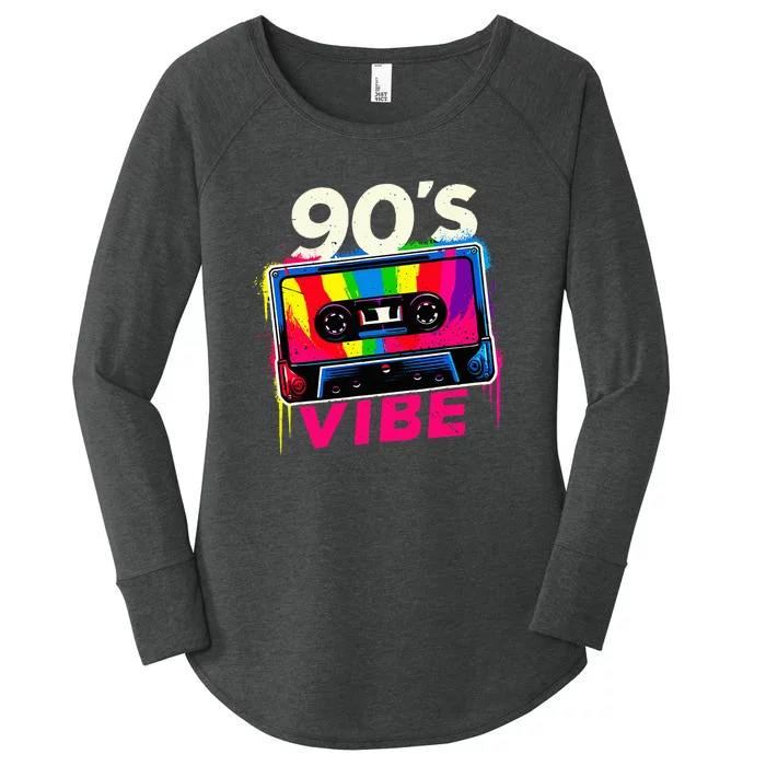 90S Vibe 1990s Music Vintage Retro Party Costume Women's Perfect Tri Tunic Long Sleeve Shirt