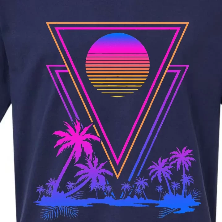 90s Vaporwave Aesthetic Palm Trees Retro 80s Art Vaporwave Sueded Cloud Jersey T-Shirt