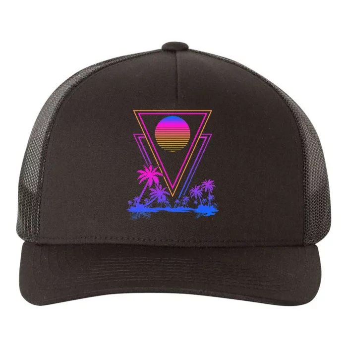 90s Vaporwave Aesthetic Palm Trees Yupoong Adult 5-Panel Trucker Hat