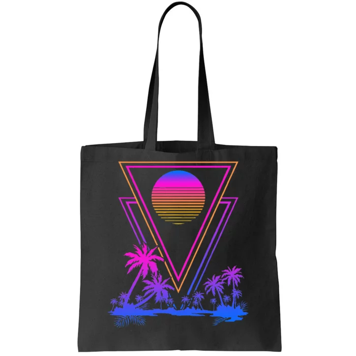 90s Vaporwave Aesthetic Palm Trees Tote Bag