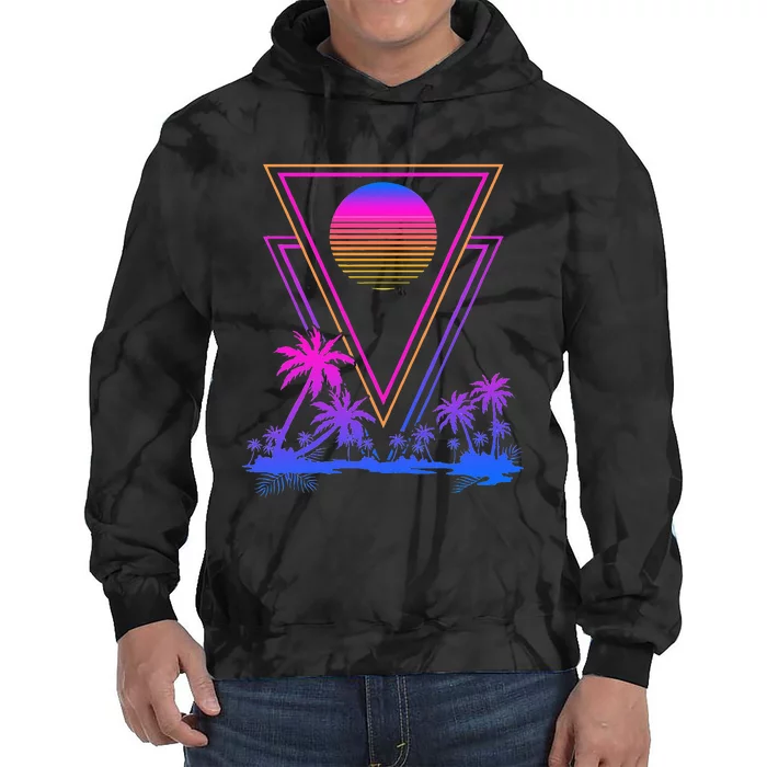 90s Vaporwave Aesthetic Palm Trees Retro 80s Art Vaporwave Tie Dye Hoodie