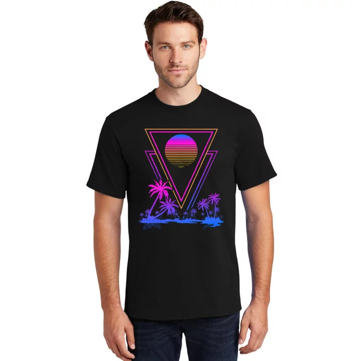 90s Vaporwave Aesthetic Palm Trees Retro 80s Tall T-Shirt