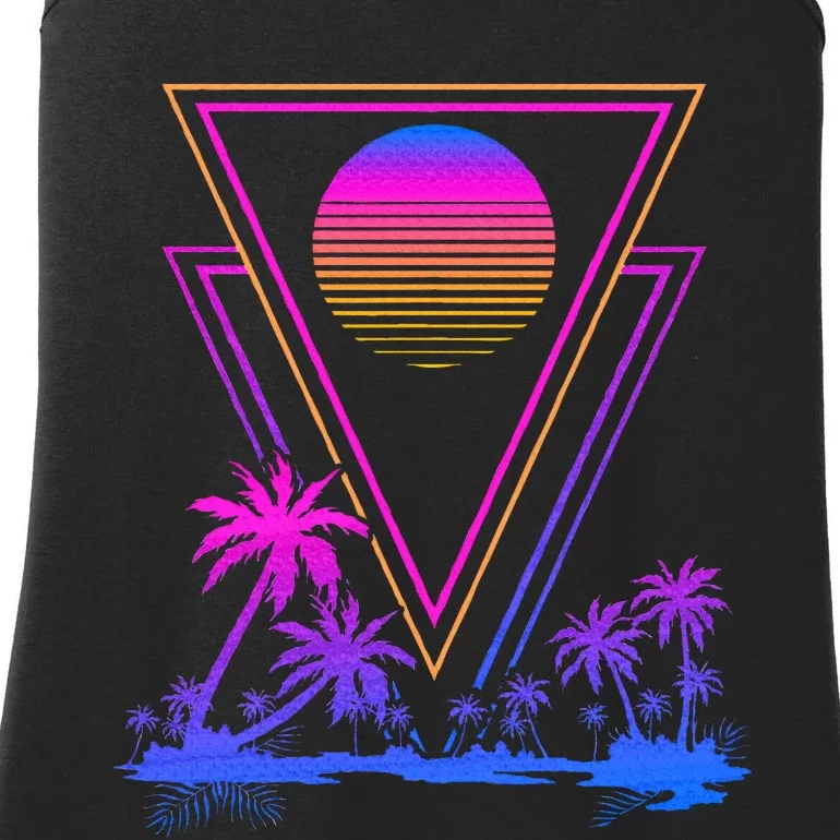 90s Vaporwave Aesthetic Palm Trees Retro 80s Ladies Essential Tank