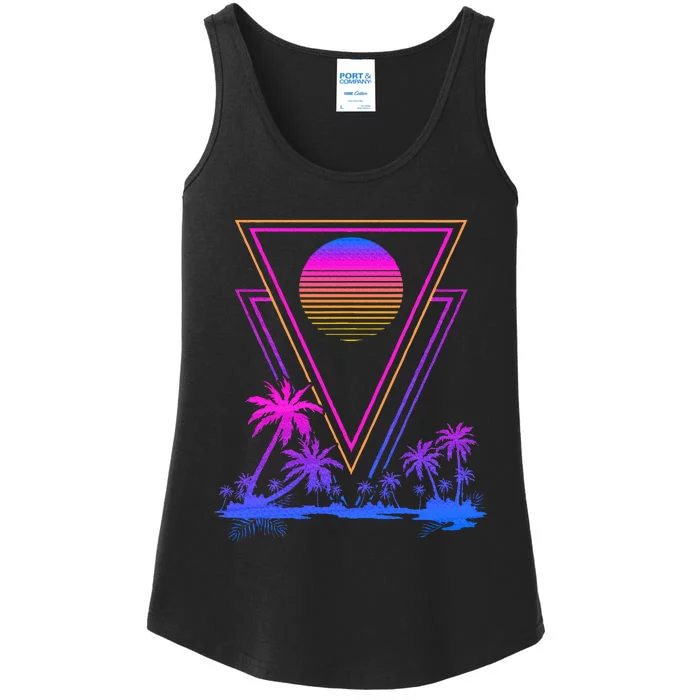 90s Vaporwave Aesthetic Palm Trees Retro 80s Ladies Essential Tank