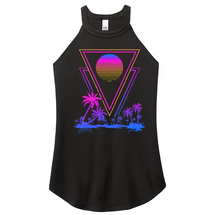 90s Vaporwave Aesthetic Palm Trees Retro 80s Women’s Perfect Tri Rocker Tank