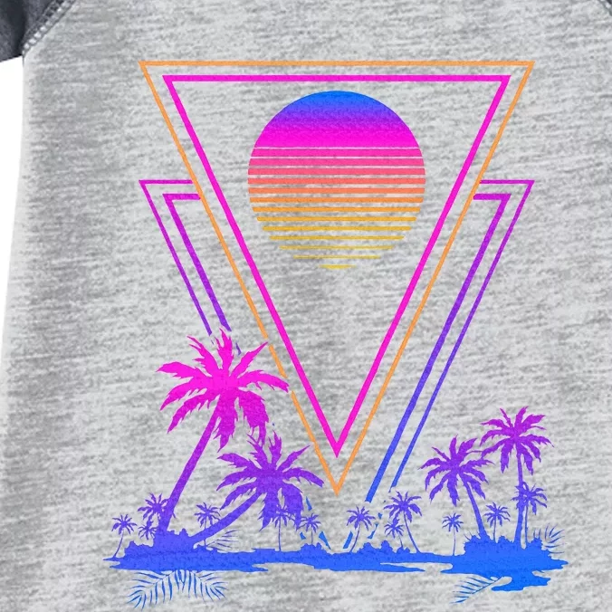 90s Vaporwave Aesthetic Palm Trees Retro 80s Infant Baby Jersey Bodysuit