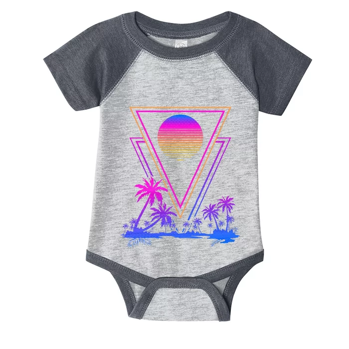 90s Vaporwave Aesthetic Palm Trees Retro 80s Infant Baby Jersey Bodysuit