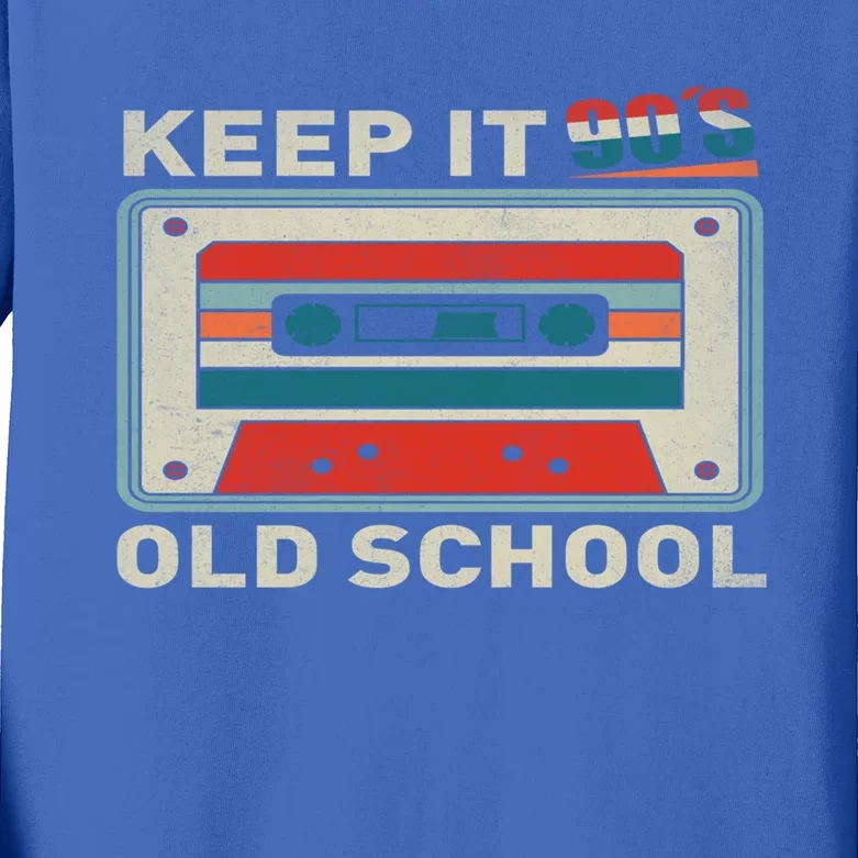 90S Vibes Keep It Old School 90S Hip Hop Cassette Tape Gift Kids Long Sleeve Shirt