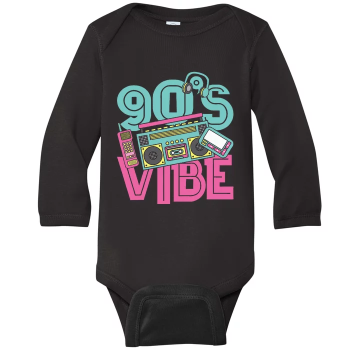 90s Vibe Vintage 1990s Music 90s Costume Party Nineties Baby Long Sleeve Bodysuit