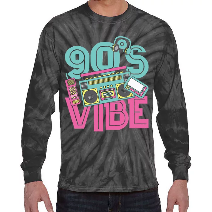 90s Vibe Vintage 1990s Music 90s Costume Party Nineties Tie-Dye Long Sleeve Shirt