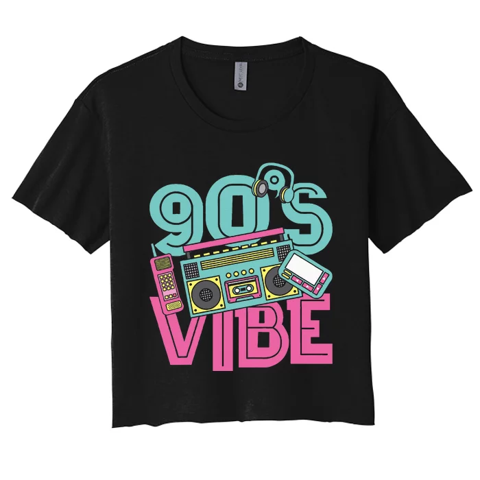 90s Vibe Vintage 1990s Music 90s Costume Party Nineties Women's Crop Top Tee