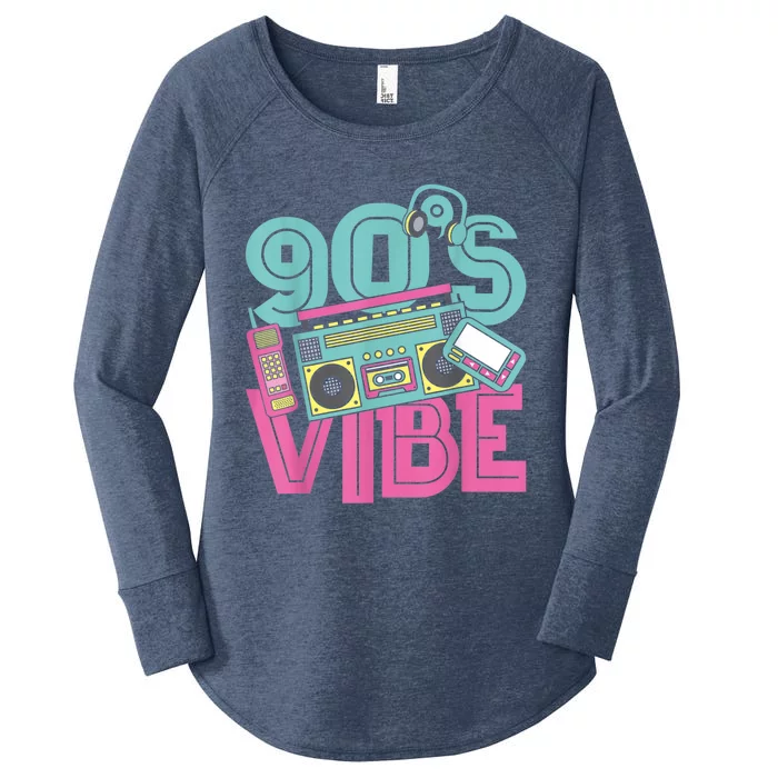 90s Vibe Vintage 1990s Music 90s Costume Party Nineties Women's Perfect Tri Tunic Long Sleeve Shirt