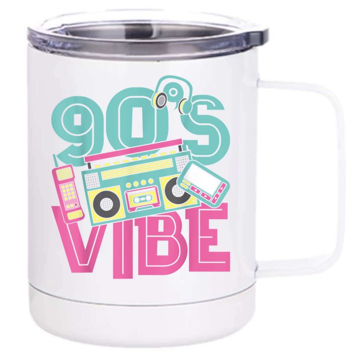 90s Vibe Vintage 1990s Music 90s Costume Party Nineties Front & Back 12oz Stainless Steel Tumbler Cup