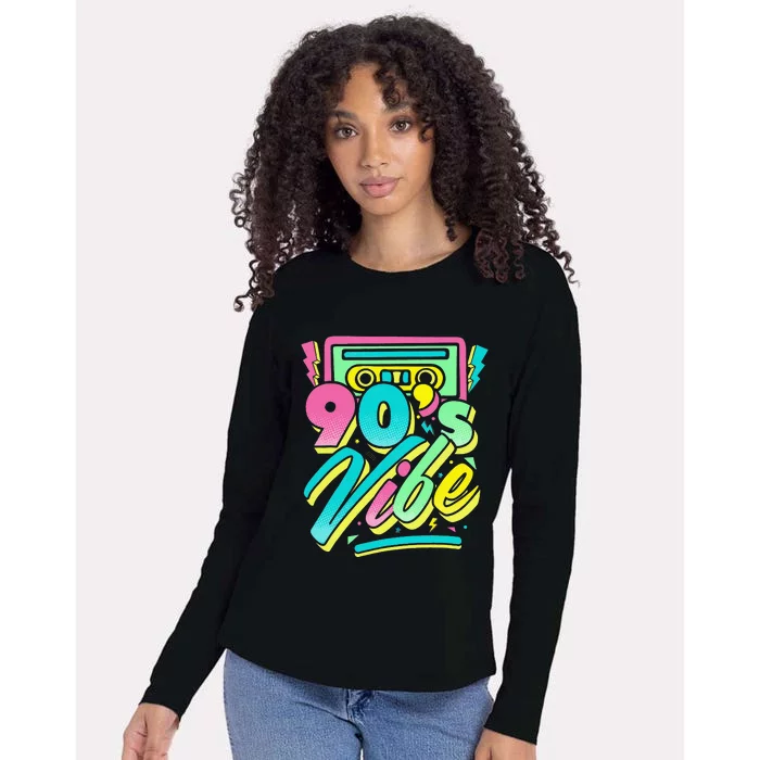 90s Vibe Vintage Retro Costume Party Nineties Womens Cotton Relaxed Long Sleeve T-Shirt