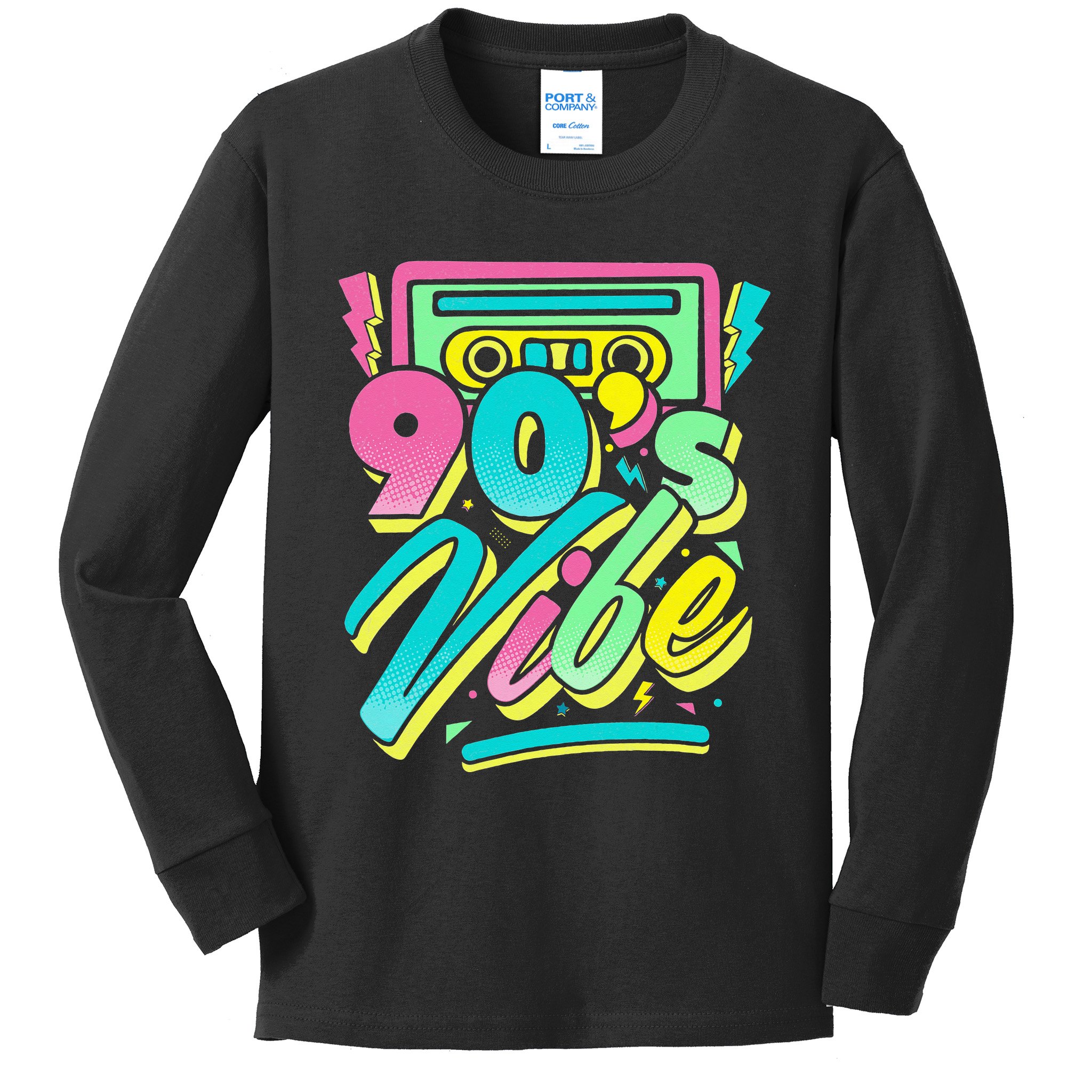 90s Vibe Vintage Retro Costume Party Nineties Kids Long Sleeve