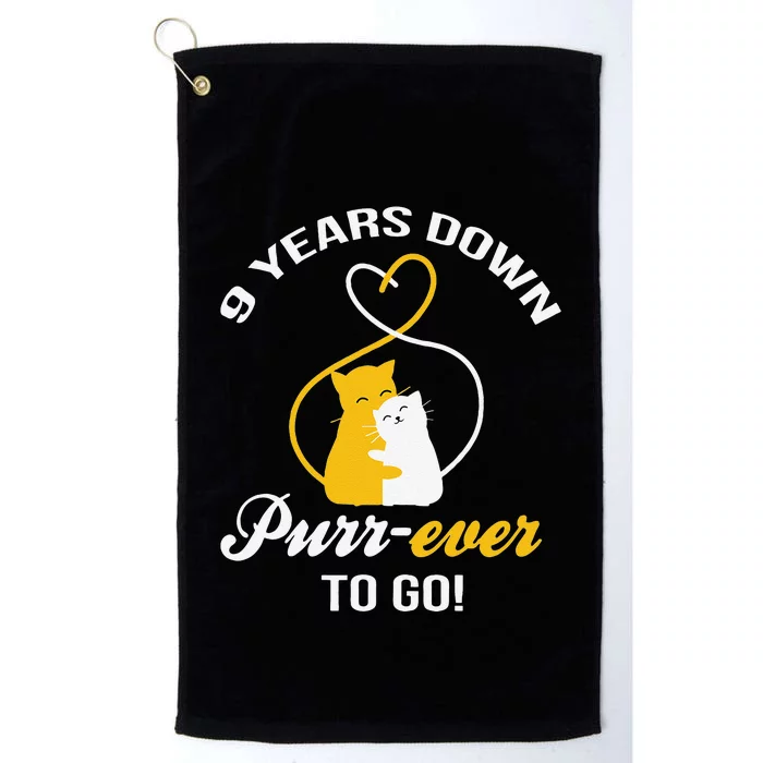 9th Wedding Anniversary Purr Ever Cat Gift Platinum Collection Golf Towel