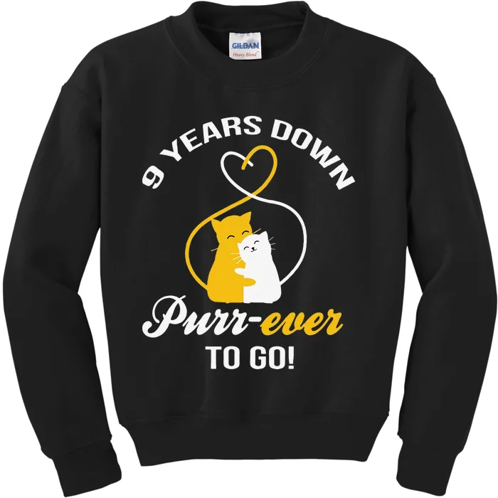 9th Wedding Anniversary Purr Ever Cat Gift Kids Sweatshirt