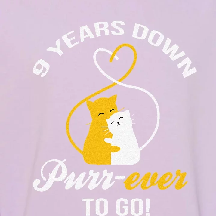 9th Wedding Anniversary Purr Ever Cat Gift Garment-Dyed Sweatshirt