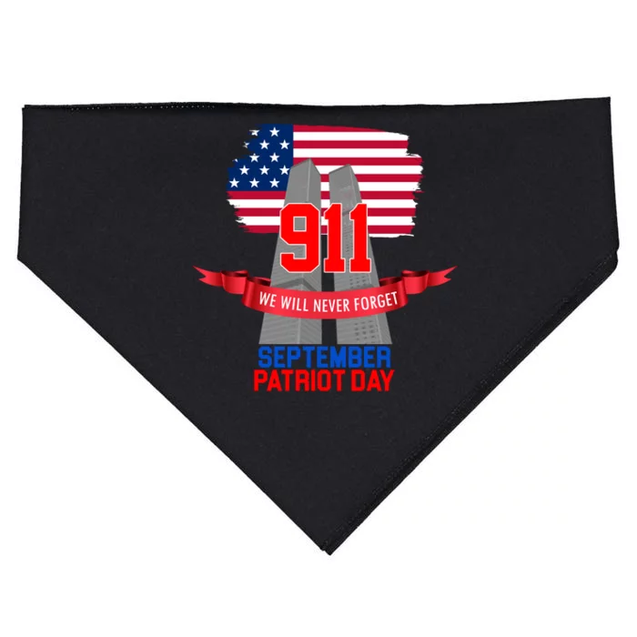 9/11 We Will Never Forget September 11th Patriot Day USA-Made Doggie Bandana