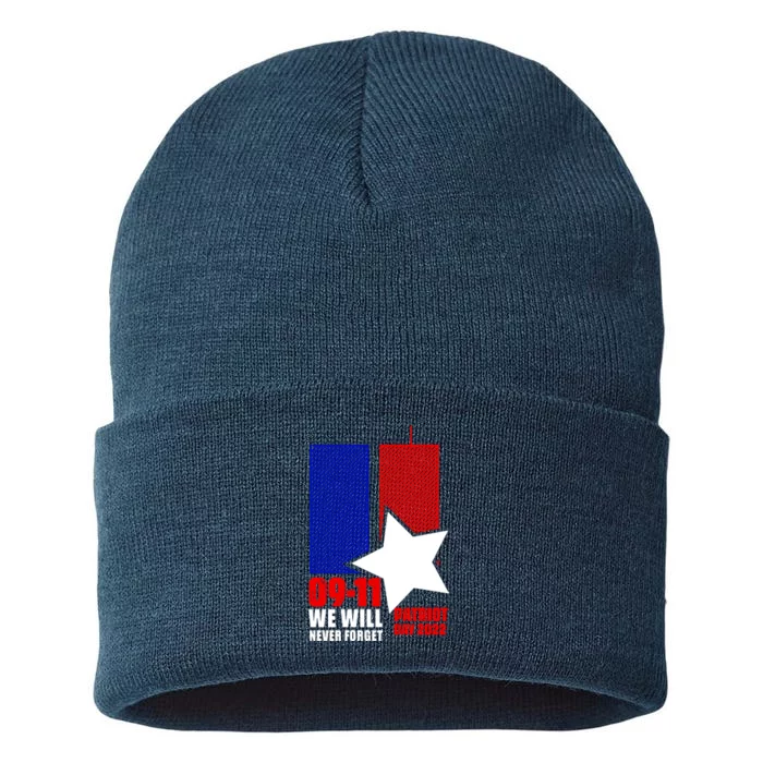 911 We Will Never Forget, 911 Memorial Twin Tower, Patriot Day Sustainable Knit Beanie