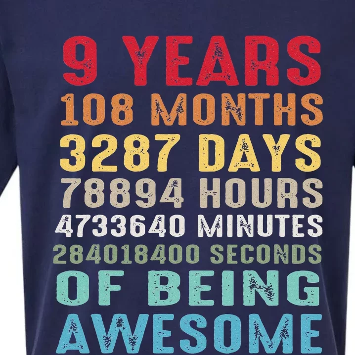 9 Years 108 Months Of Being Awesome Happy 9th Birthday Sueded Cloud Jersey T-Shirt