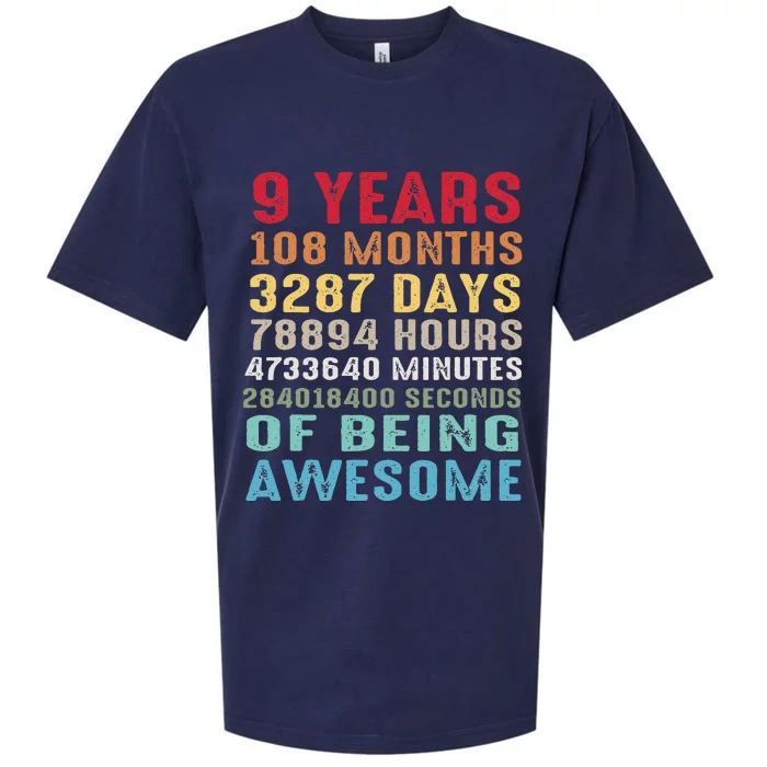 9 Years 108 Months Of Being Awesome Happy 9th Birthday Sueded Cloud Jersey T-Shirt