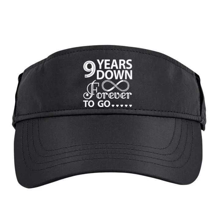 9 Years Down Forever To Go 9th Wedding Anniversary Adult Drive Performance Visor