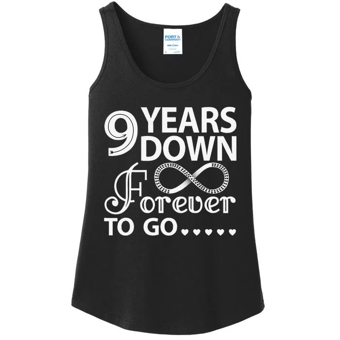 9 Years Down Forever To Go 9th Wedding Anniversary Ladies Essential Tank